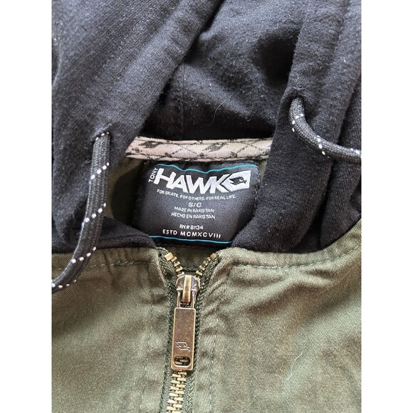 Tony Hawk Men Jacket Hoodie Small Skater Zip Up Green Snap Button Pockets - Picture 2 of 8